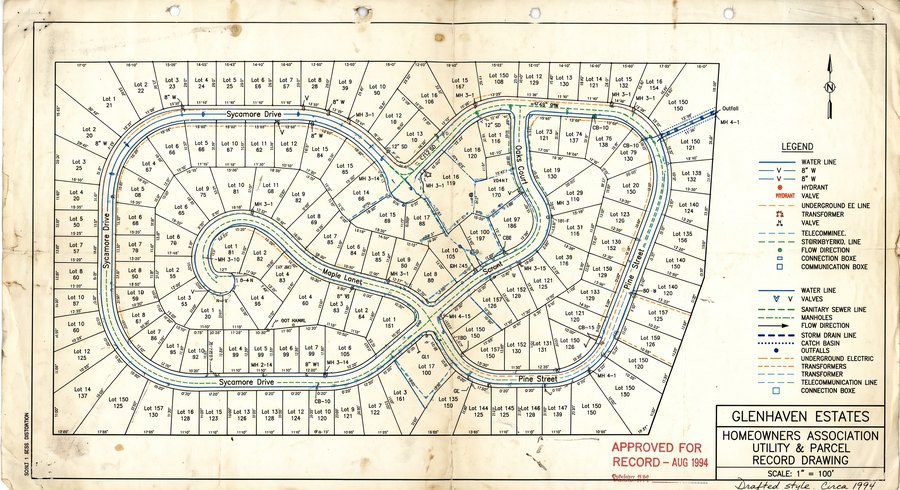 An old scanned plat and utility record drawing